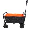 Folding Wagon Garden Shopping Beach Cart (black+yellow)