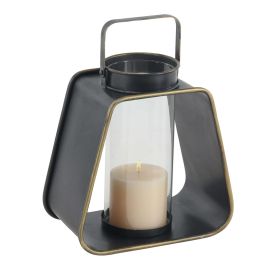 Decmode Modern 12 X 12 Inch Black Metal And Glass Candle Lantern