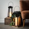 Sullivans 17.75" & 14.75" Black Metal & Wood Lantern Set of 2