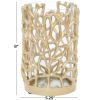 DecMode Gold Aluminum Decorative Candle Lantern with Coral Pattern