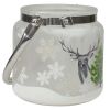 4" Deer Pine and Snowflakes Hand Painted Flameless Glass Candle Lantern