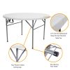 48inch Round Folding Table Outdoor Folding Utility Table White