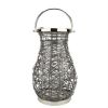 Northlight 16.25" Modern Fuchsia Pink Decorative Woven Iron Pillar Candle Lantern with Glass