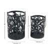 Decmode Eclectic 11 And 14 Inch Round Black Iron Candle Lanterns - Set of 2