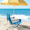 2PCS Portable High Strength Beach Chair with Adjustable Headrest Blue