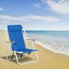 2PCS Portable High Strength Beach Chair with Adjustable Headrest Blue