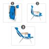 Portable High Strength Beach Chair with Adjustable Headrest Blue