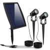 Twin Solar Spotlight Outdoor Light Sensor Lamps Wall Lawn Garden Pathway Waterproof