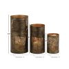 DecMode 3 Holder Copper Metal Leaf Decorative Candle Lantern, Set of 3