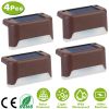 4Pcs Solar Powered LED Step Lights Outdoor IP55 Waterproof Dusk To Dawn Sensor Fence Lamps