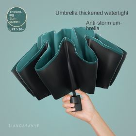 Full-automatic Exlarge Umbrella Business Simple Umbrella Folding Umbrella Advanced Sunshade and Rain Dual-purpose Sunscreen Sun Umbrella (Color: [manual] emerald green-[8 pieces of black gum]])