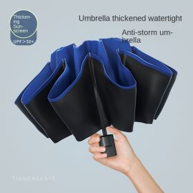 Full-automatic Exlarge Umbrella Business Simple Umbrella Folding Umbrella Advanced Sunshade and Rain Dual-purpose Sunscreen Sun Umbrella (Color: [Manual] Forget Blue-[8 Umbrella Black Glue]])