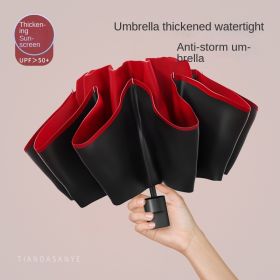 Full-automatic Exlarge Umbrella Business Simple Umbrella Folding Umbrella Advanced Sunshade and Rain Dual-purpose Sunscreen Sun Umbrella (Color: [Manual] agate red-[8 ribs black glue]])