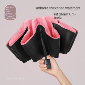 Full-automatic Exlarge Umbrella Business Simple Umbrella Folding Umbrella Advanced Sunshade and Rain Dual-purpose Sunscreen Sun Umbrella (Color: [Manual] grapefruit red-[8 ribs black glue]])