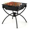 3-in-1 Camping Campfire Grill with Stainless Steel Grills Carrying Bag & Gloves