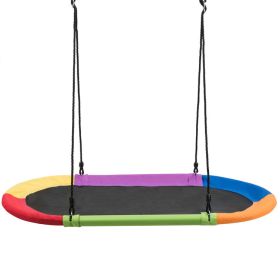 60 Inch Saucer Surf Outdoor Adjustable Swing Set (Color: Multicolor)