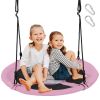 40 Inches Saucer Tree Swing Round with Adjustable Ropes and Carabiners