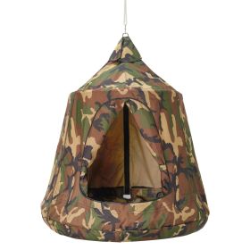 VEVOR Hanging Tree Tent, 330 LBS Capacity Hanging Tent Swing for Indoor and Outdoor Hammock Sensory Swing Chair w/LED Lights String, Inflatable Base, (Color: Camouflage, Type: Fully Enclosed)