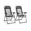 2 Pieces Patio Adjustable Folding Recliner Chairs with 7 Level Adjustable Backrest