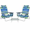 2 Packs 5-Position Outdoor Folding Backpack Beach Table Chair Reclining Chair Set