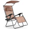 Folding Recliner Lounge Chair with Shade Canopy Cup Holder