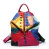 Retro Genuine Leather Backpack Sheepskin Lady Backpack Designer Travel Colorful Patchwork Luxury Shopper Bag Mochila