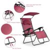 Folding Recliner Lounge Chair with Shade Canopy Cup Holder