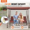 VEVOR 3-Seat Patio Swing Chair, Converting Canopy Swing, Outdoor Patio Porch with Adjustable Canopy, Removable Thick Cushion and Alloy Steel Frame, fo