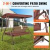 VEVOR 3-Seat Patio Swing Chair, Converting Canopy Swing, Outdoor Patio Porch with Adjustable Canopy, Removable Thick Cushion and Alloy Steel Frame, fo