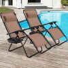 2 Pieces Oversize Lounge Chair with Cup Holder of Heavy Duty for outdoor