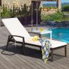 Outdoor Adjustable Reclining Patio Rattan Lounge Chair with Adjustable Backrest