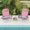 2 Packs 5-Position Outdoor Folding Backpack Beach Table Chair Reclining Chair Set