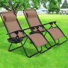 2 Pieces Oversize Lounge Chair with Cup Holder of Heavy Duty for outdoor