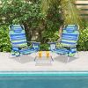 2 Packs 5-Position Outdoor Folding Backpack Beach Table Chair Reclining Chair Set