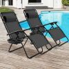 2 Pieces Folding Lounge Chair with Zero Gravity