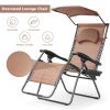 Folding Recliner Lounge Chair with Shade Canopy Cup Holder