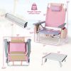 2 Packs 5-Position Outdoor Folding Backpack Beach Table Chair Reclining Chair Set