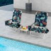 2 Packs 5-Position Outdoor Folding Backpack Beach Table Chair Reclining Chair Set