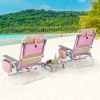 2 Packs 5-Position Outdoor Folding Backpack Beach Table Chair Reclining Chair Set