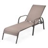 2 Pieces Outdoor Patio Lounge Chair Chaise Fabric with Adjustable Reclining Armrest